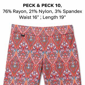 Peck & Peck Women’s Printed Stretch Shorts Size 10 Paisley Red Blue Rayon Blend